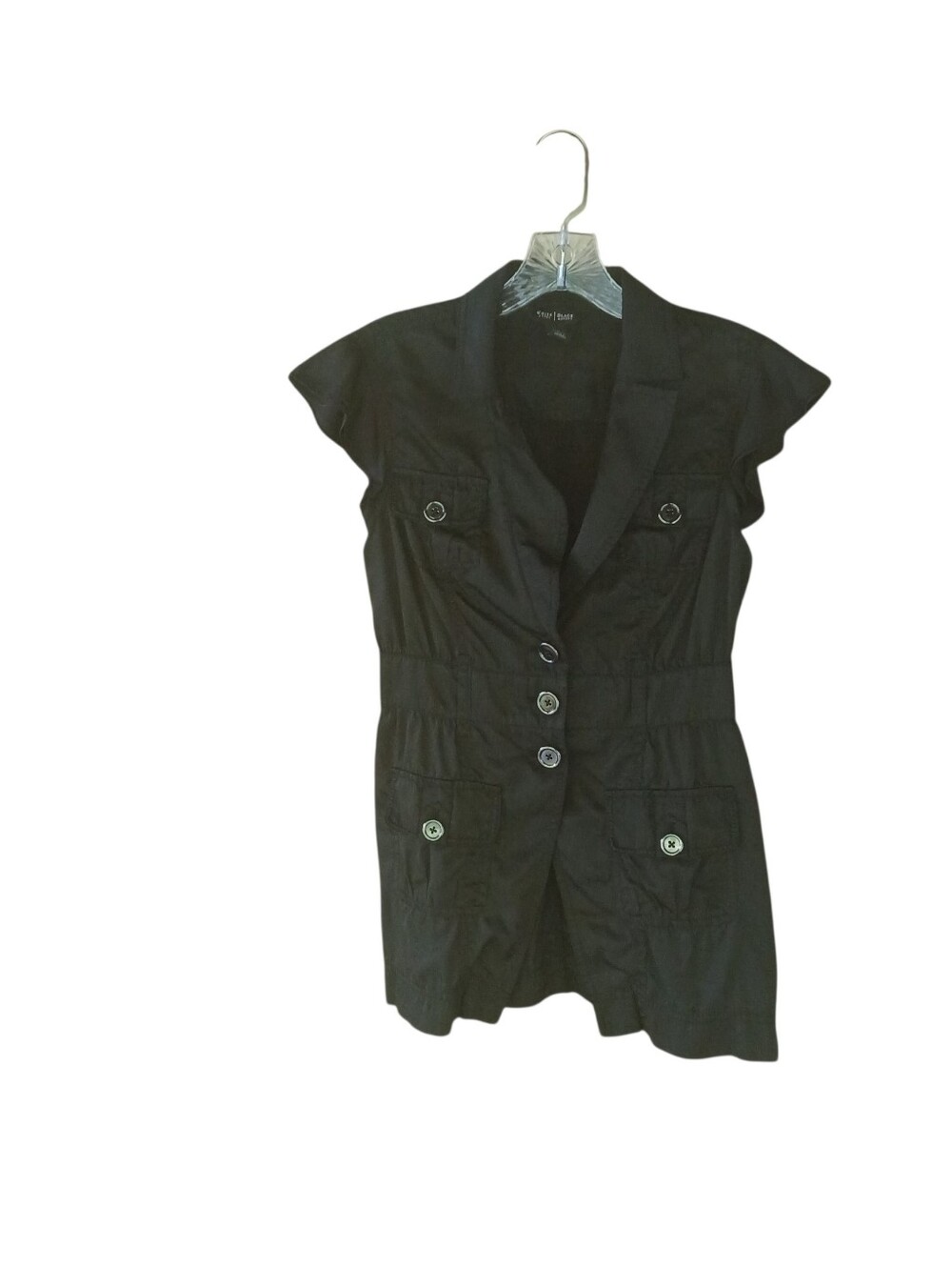 White House Black Market Black Flutter Sleeve Vest Size 0
